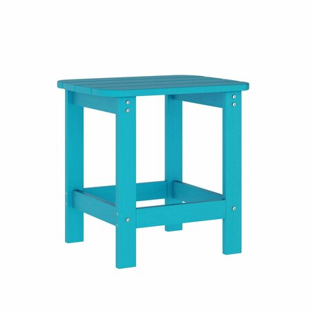 Flash Furniture Sonora 3 Pc Adirondack Set w/2 Adjustable HDPE Loungers w/Cup Holders and 2-Tier Side Table, Blue LE-HMP-070-1035-BL-GG